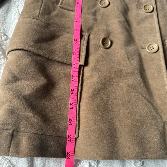 Vintage French Connection Tan faux suede Double-breasted Peacoat Jacket Size 8 - Picture 8 of 11